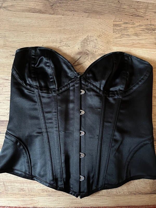ASOS Black satin structured lace up hook & eye asos corset