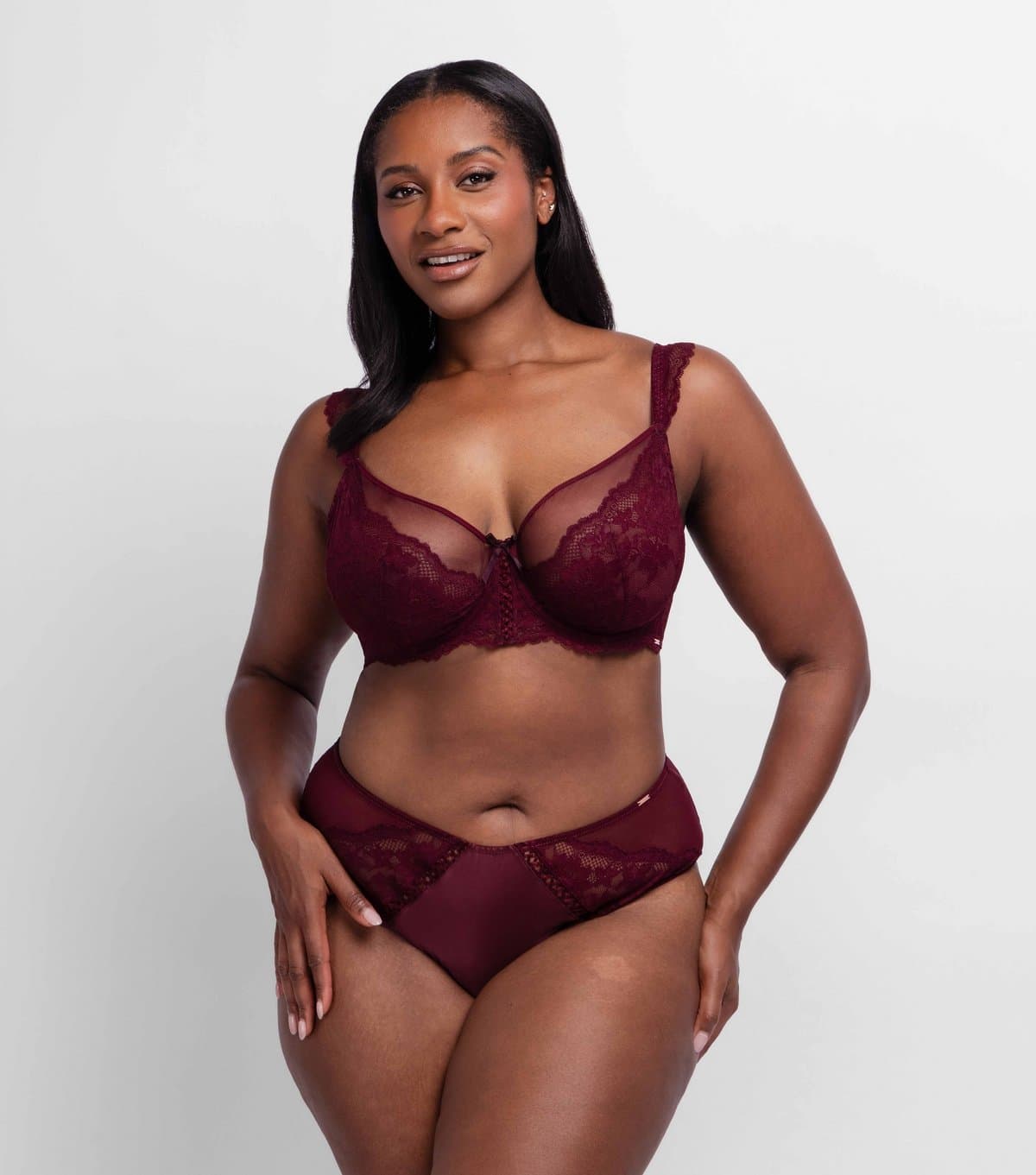 Dorina Women's Bright Red Satin Lace Trim Wired Bra Dorina New Look