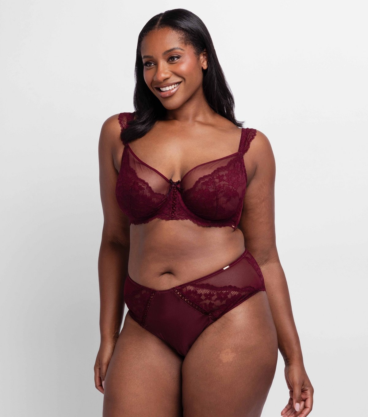 Dorina Women's Bright Red Satin Lace Trim Wired Bra Dorina New Look - 2