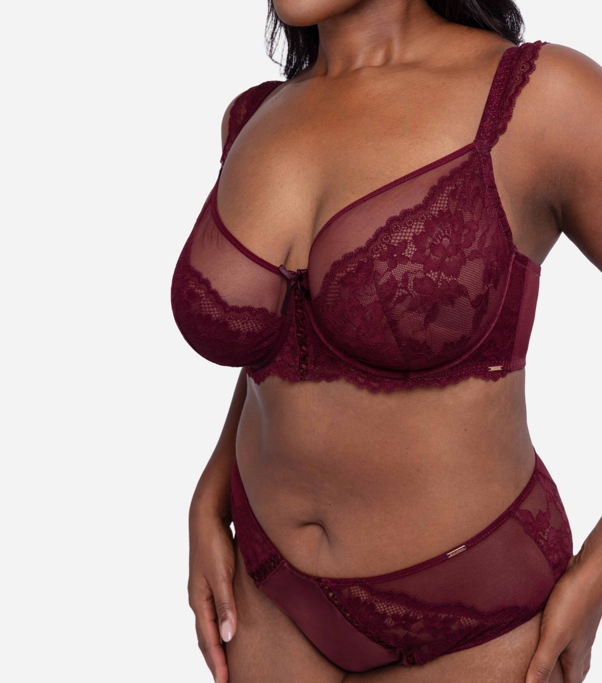 Dorina Women's Bright Red Satin Lace Trim Wired Bra Dorina New Look - 4