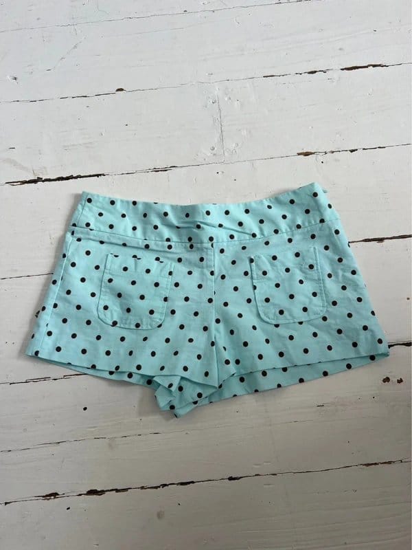 Zara Zara Aqua blue turquoise mini shorts with brown polka dots - 1