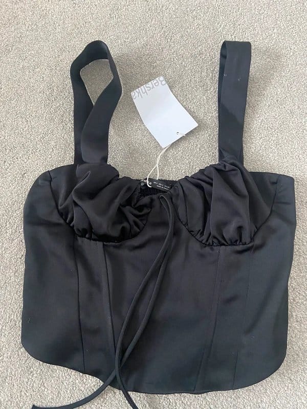 Bershka Black Satin Corset Top
