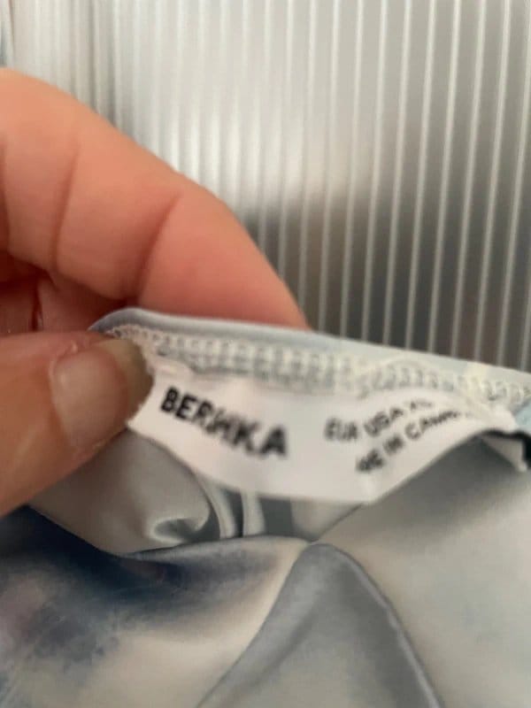 Bershka Light Blue Floral Satin Maxi Dress