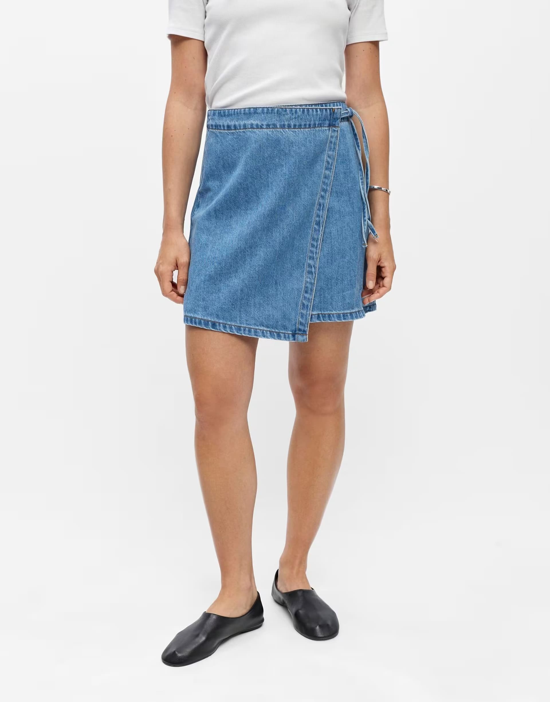 ASOS Object Wrap skirt in light blue denim