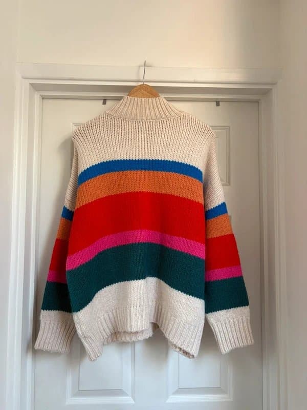 New Look Beautiful Women’s New Look Rainbow Mix Chunky Oversized Knit Sweater Jumper Top size M 12-14