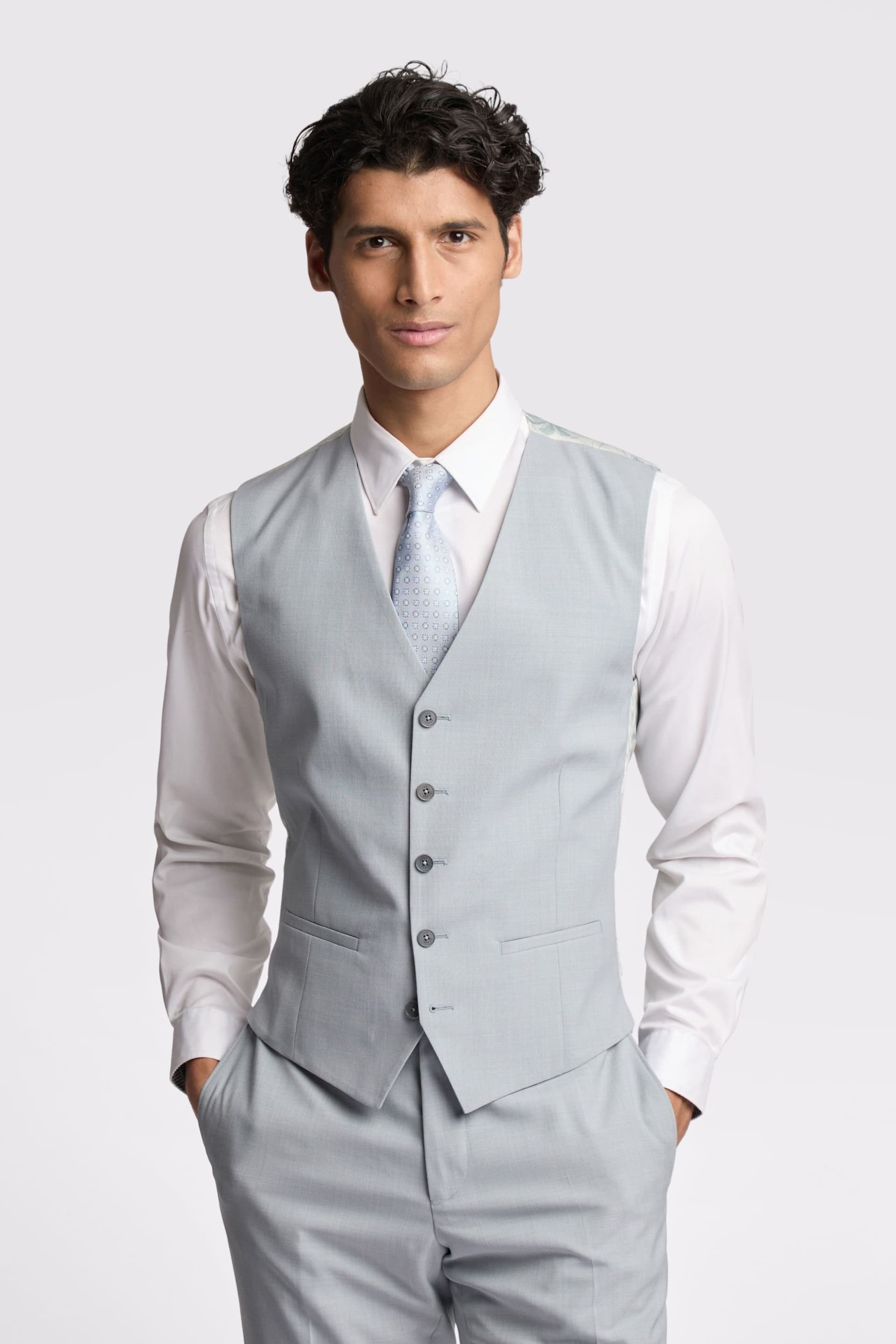 Ted Baker Ted Baker Blue Sharkskin Slim Fit Waistcoat