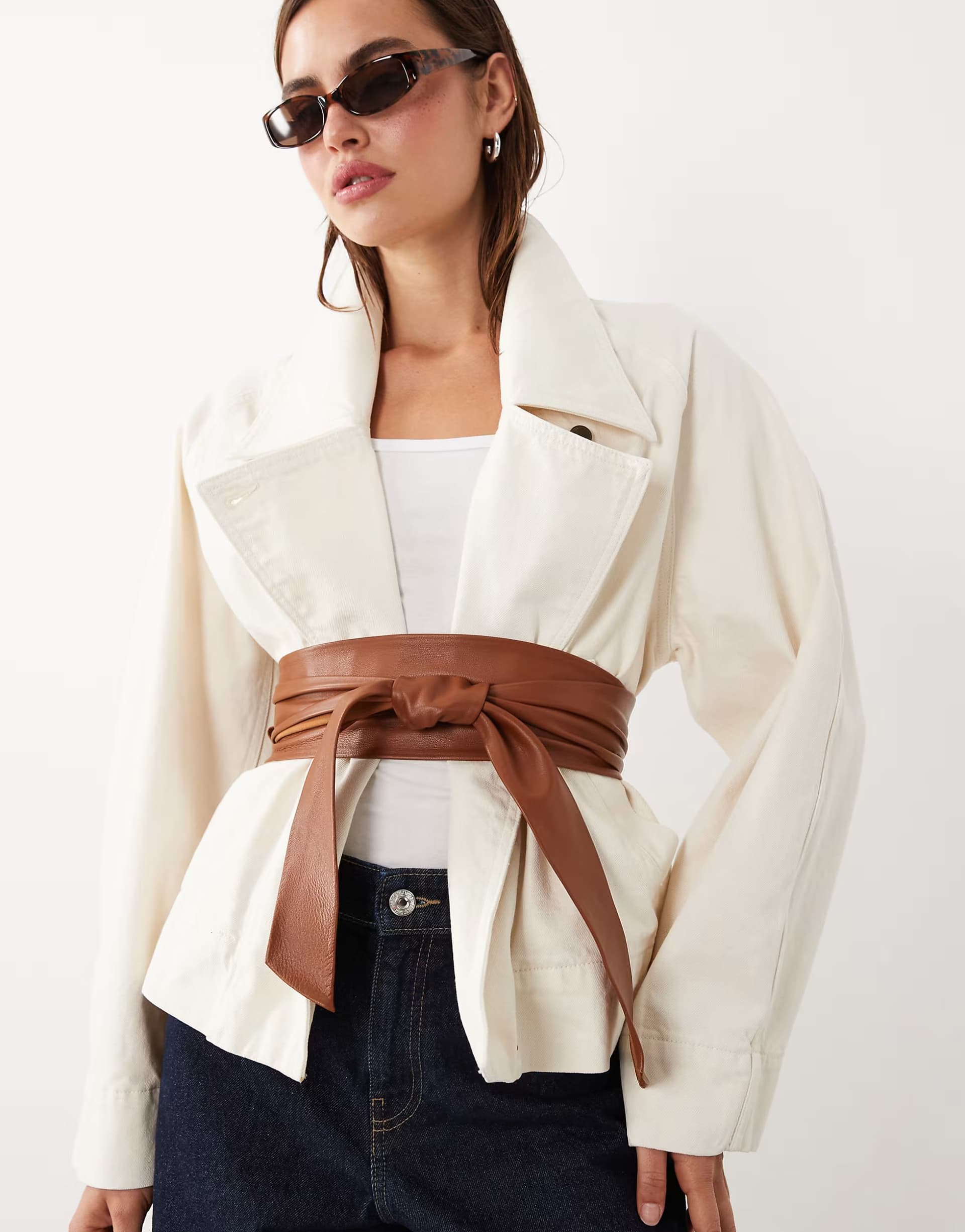 ASOS ASOS Brown Leather Oversized Tie Waist Belt