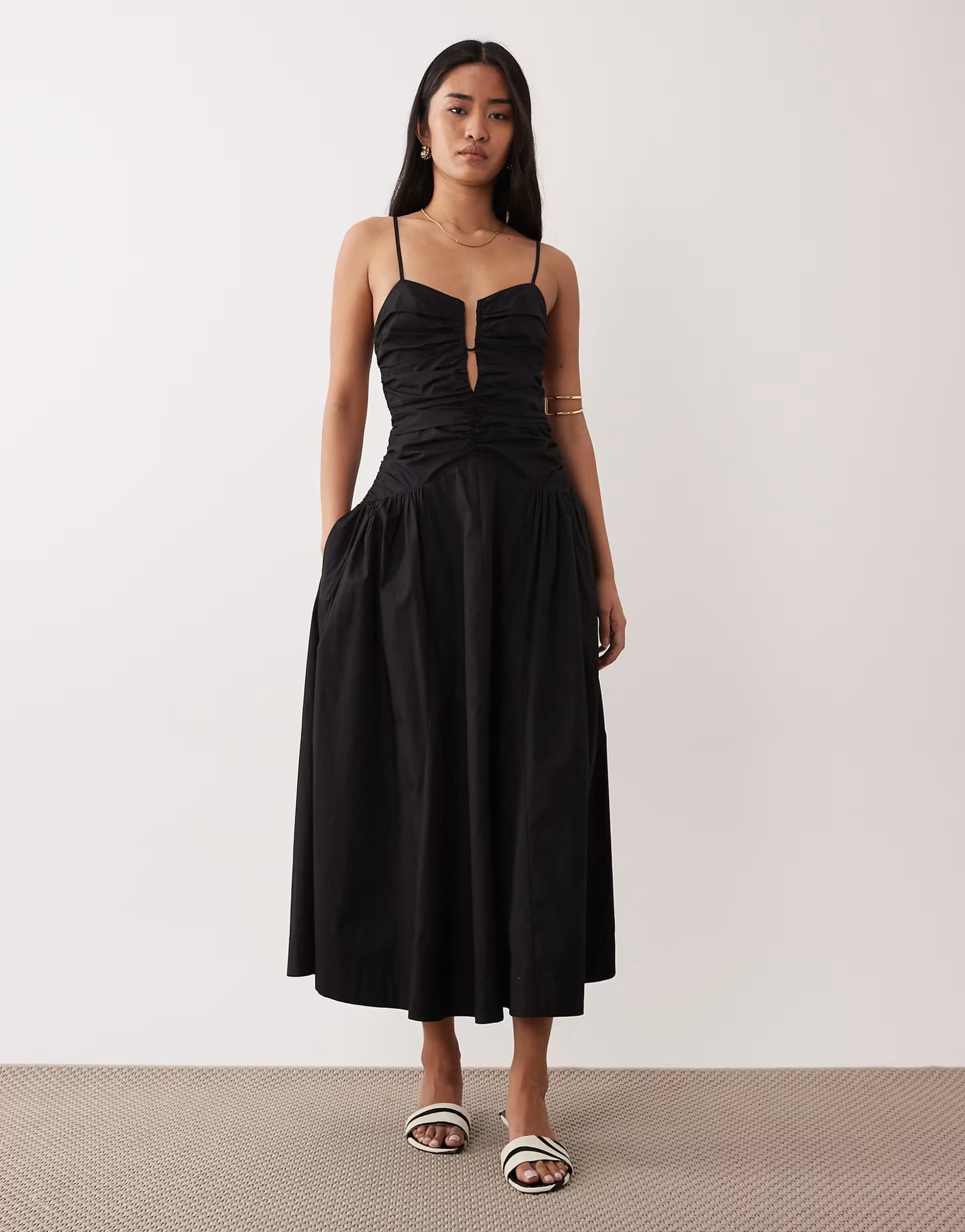 ASOS NIA Sawtelle ruched waist midaxi dress in black
