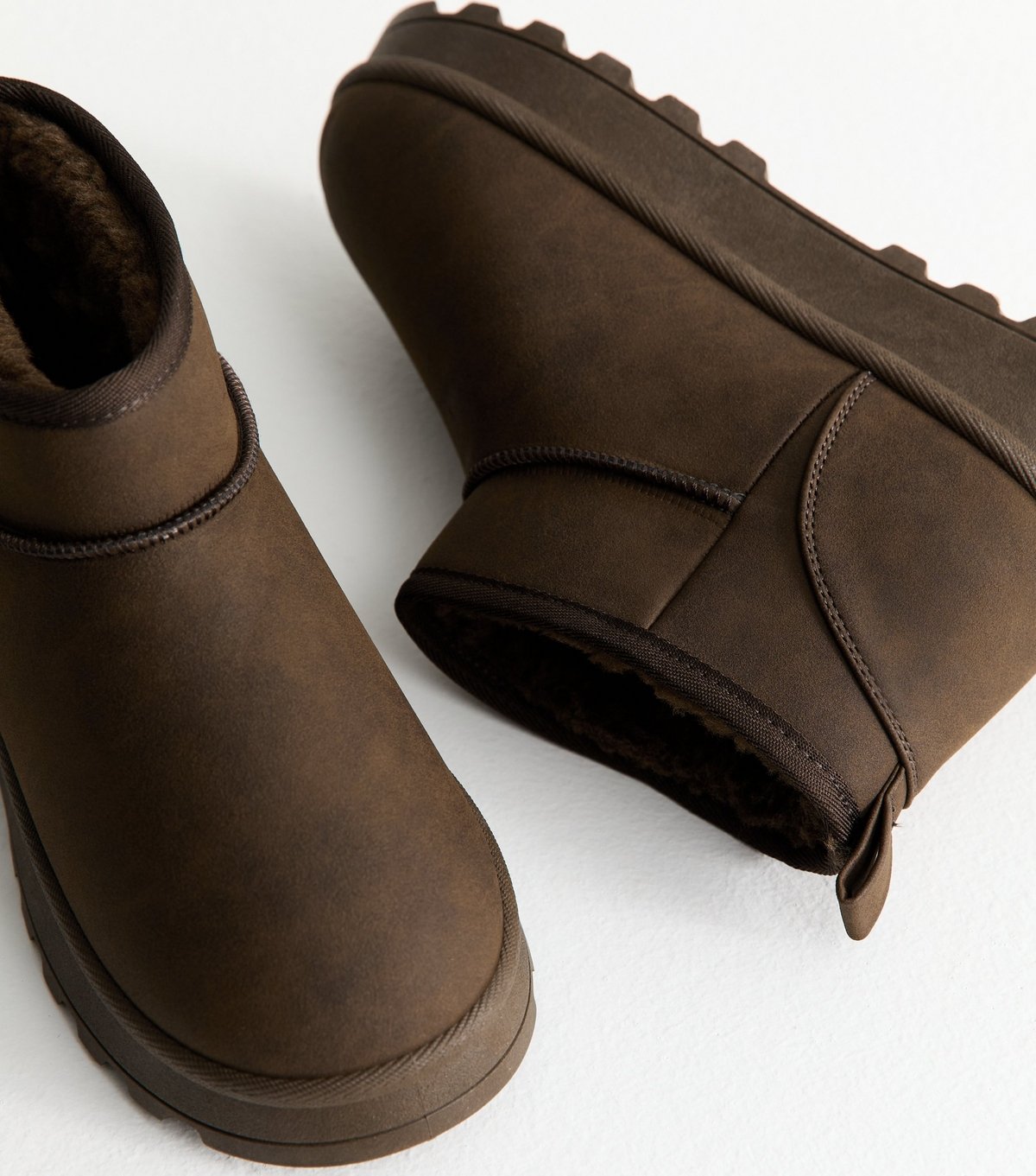 New Look Women's Brown Faux Suede Lined Ankle Boots Vegan New Look - 3