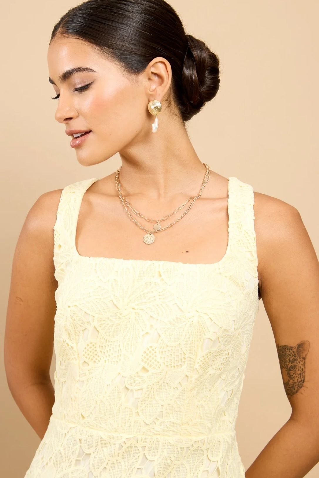 Little Mistress Little Mistress Women's Lemon Crochet Midaxi Dress - 3