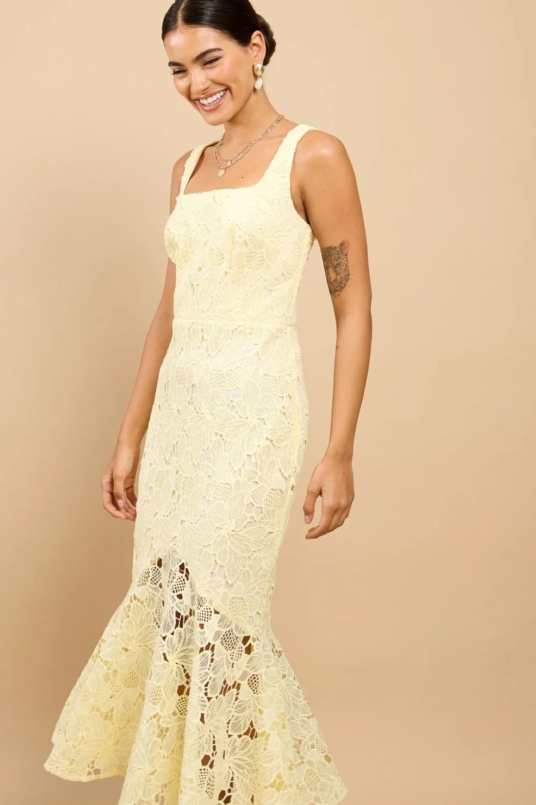 Little Mistress Little Mistress Women's Lemon Crochet Midaxi Dress - 4