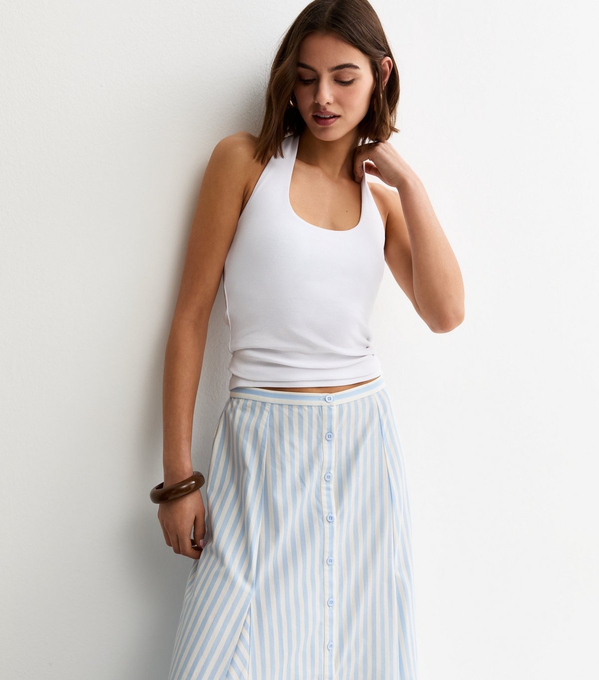 New Look Women's White Ribbed Halter Neck Vest Top New Look - 2