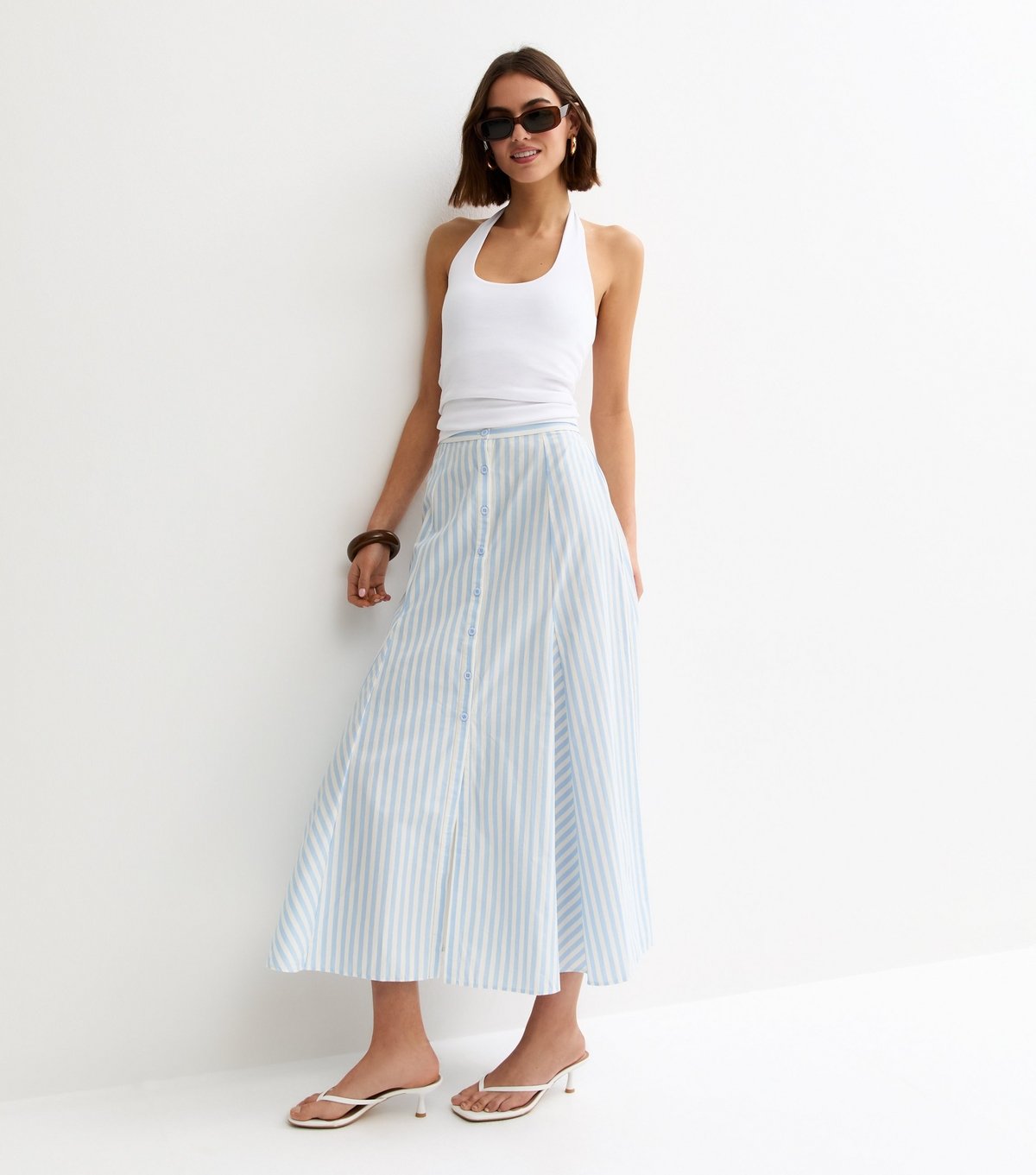 New Look Women's White Ribbed Halter Neck Vest Top New Look - 3