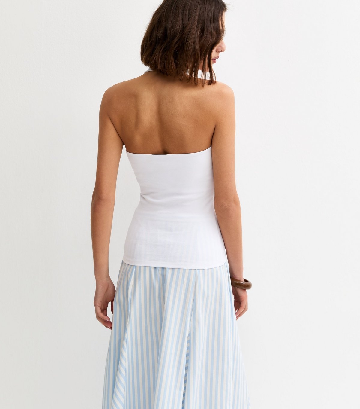 New Look Women's White Ribbed Halter Neck Vest Top New Look - 4