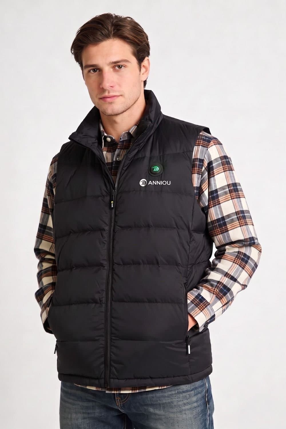 Anniou Anniou Men's Black Classic Heated Gilet