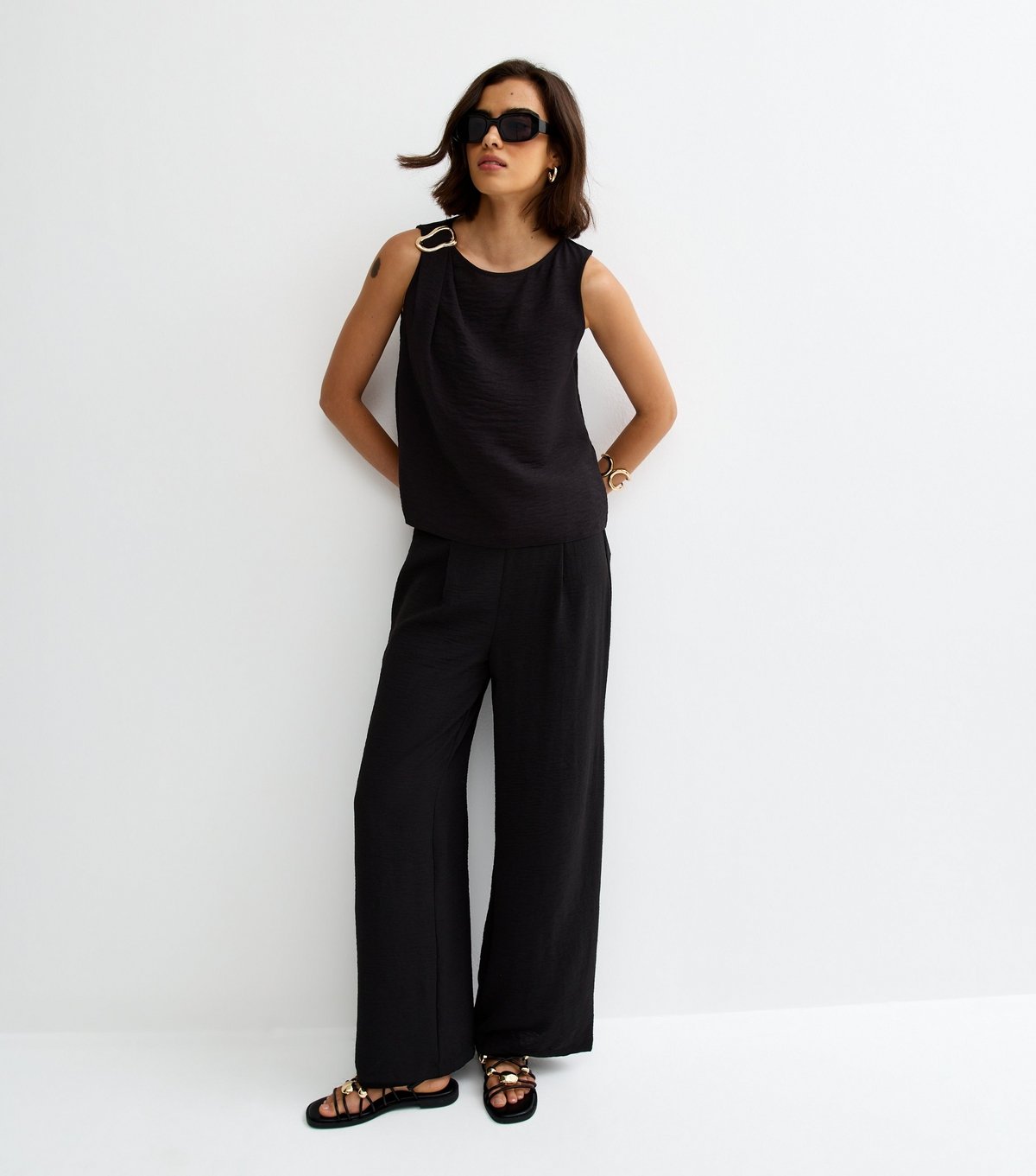 New Look Women's Black Hardware Detail Sleeveless Tank Top New Look - 3