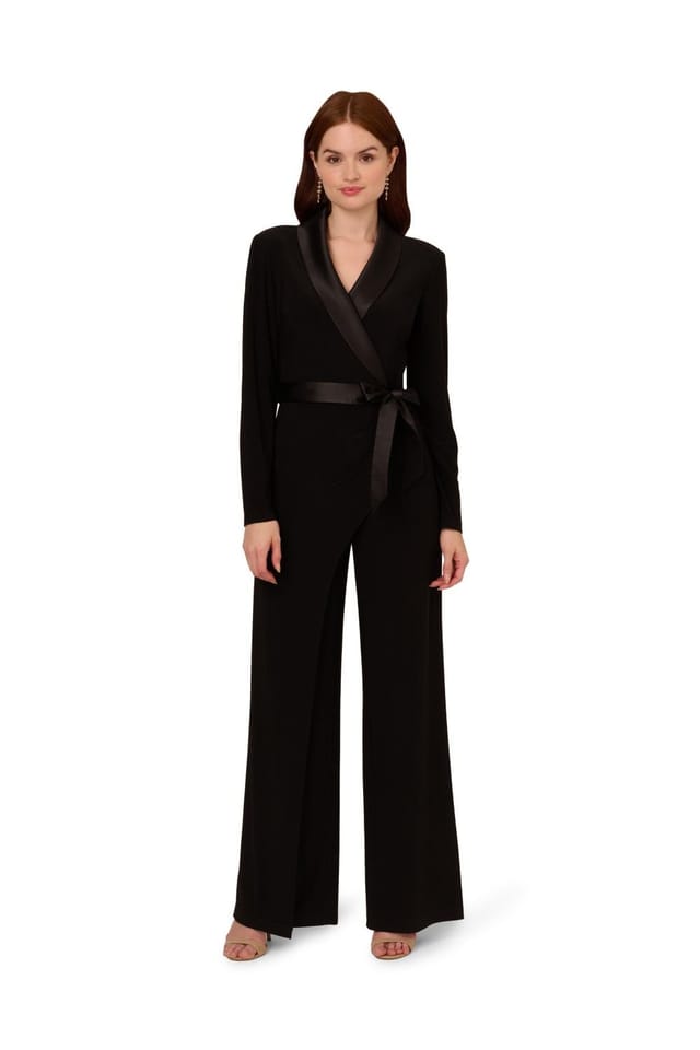 Adrianna Papell Adrianna Papell Women's Jersey Combo Tuxedo Jumpsuit in Black - 2