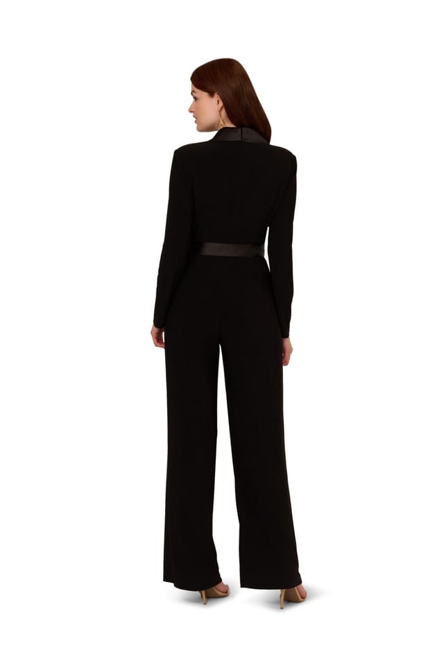 Adrianna Papell Adrianna Papell Women's Jersey Combo Tuxedo Jumpsuit in Black - 3