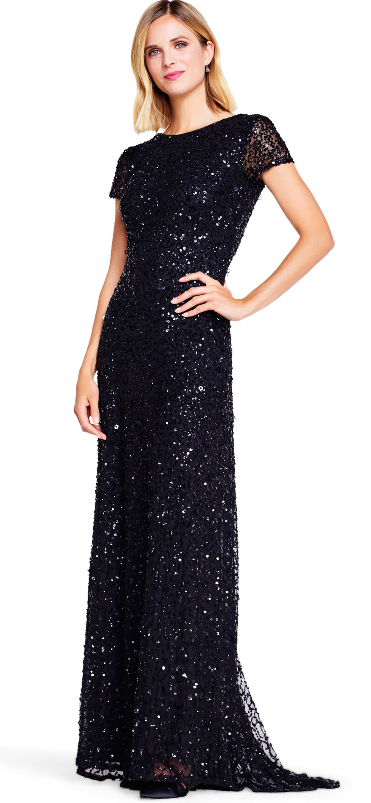 Adrianna Papell Adrianna Papell Women's Scoop Bck Lng Drs in Black