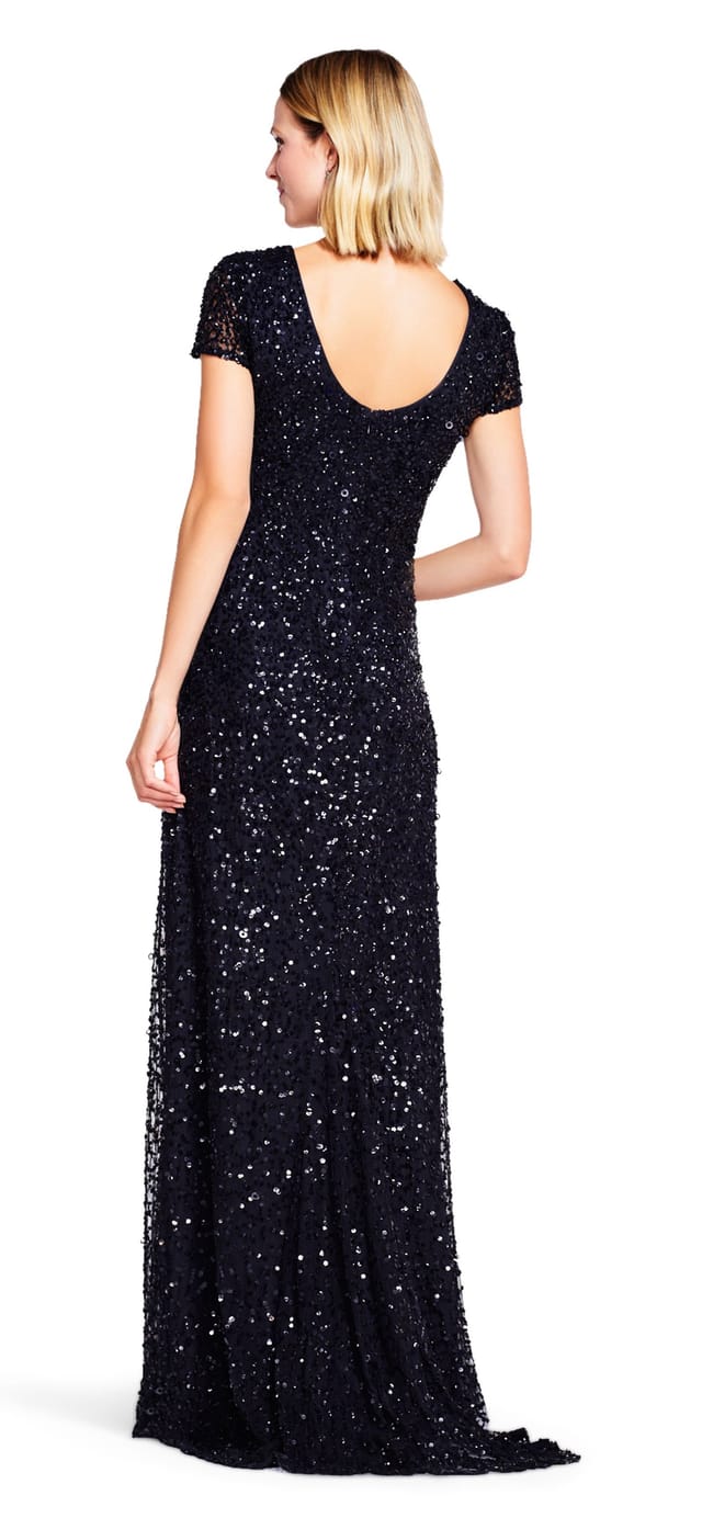 Adrianna Papell Adrianna Papell Women's Scoop Bck Lng Drs in Black - 2