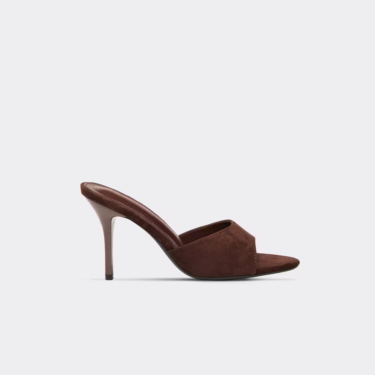 EGO Opie Pointed Peep Toe Heeled Mule In Brown Faux Suede, Women's Size UK 3