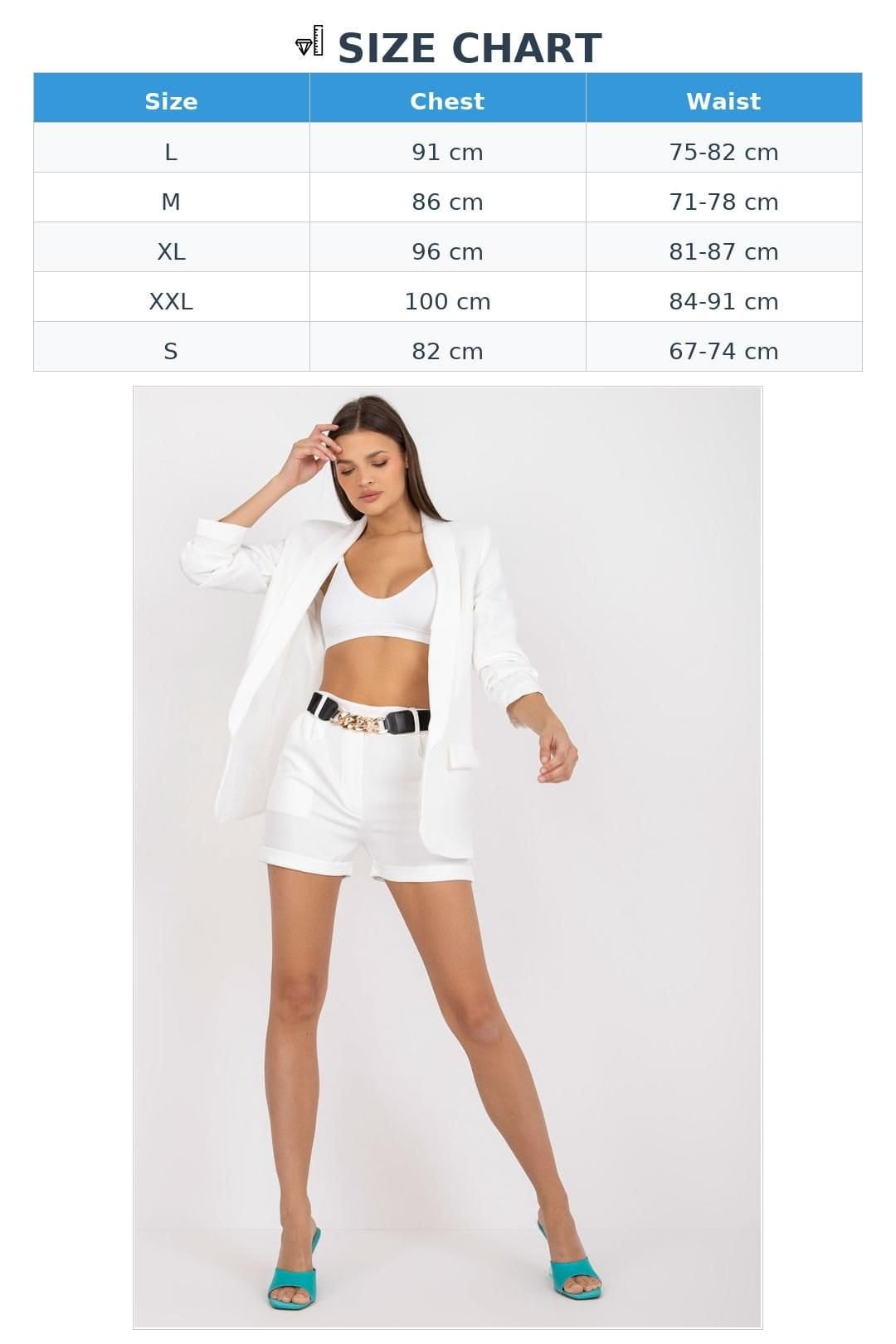 Love Lace Love Lace Women's Elegant Cropped Jacket & High Waist Shorts Set in White - 4