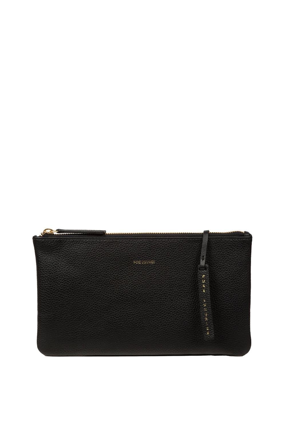 Pure Luxuries London Pure Luxuries London Women's 'Emalia' Leather Clutch Bag in Black
