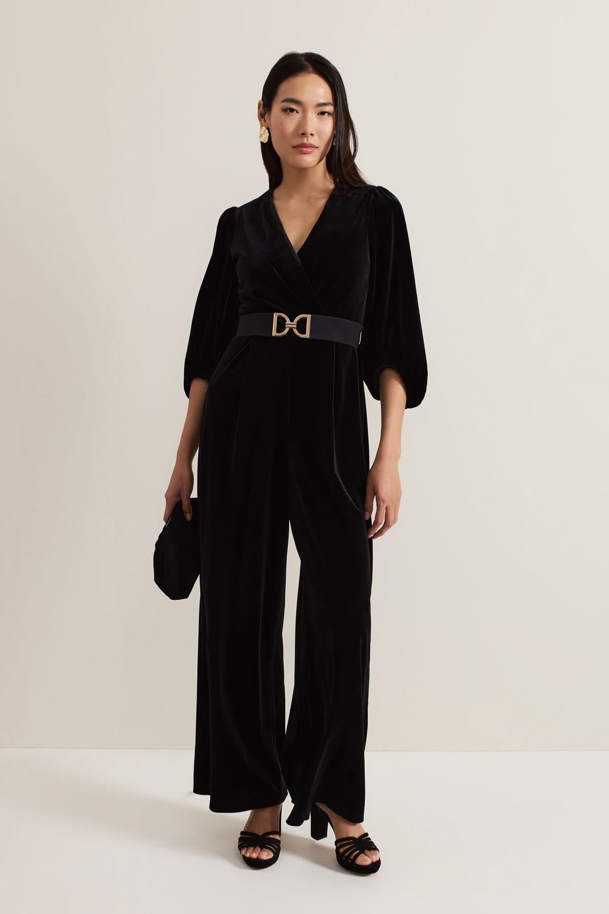 Phase Eight Phase Eight Women's Myleen Velvet Jumpsuit in Black