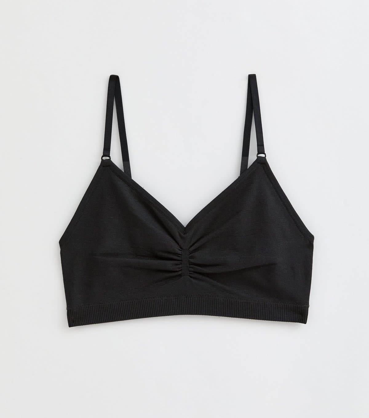 New Look Girls' Black Ruched V-Neck Bralette New Look