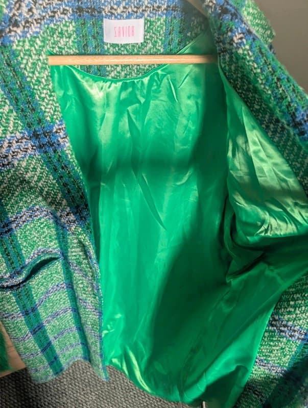 Savida Rare Savida green blue plaid showstopper coat