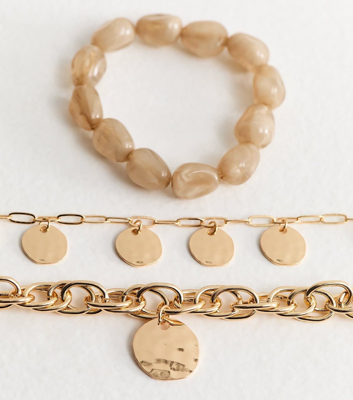 New Look Pack Of 3 Gold Tone and Resin Bead Bracelet New Look