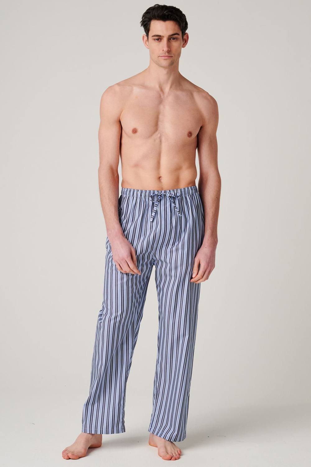 British Boxers British Boxers Men's "Navy Spark Stripe" Crisp Cotton Pyjama Trousers in Mid Navy - 2