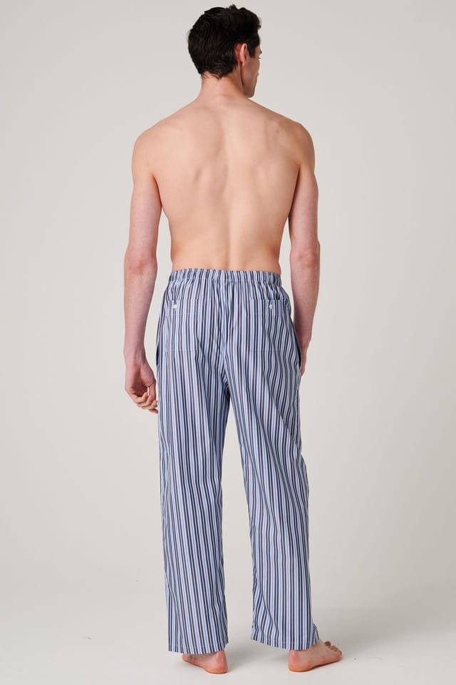 British Boxers British Boxers Men's "Navy Spark Stripe" Crisp Cotton Pyjama Trousers in Mid Navy - 3