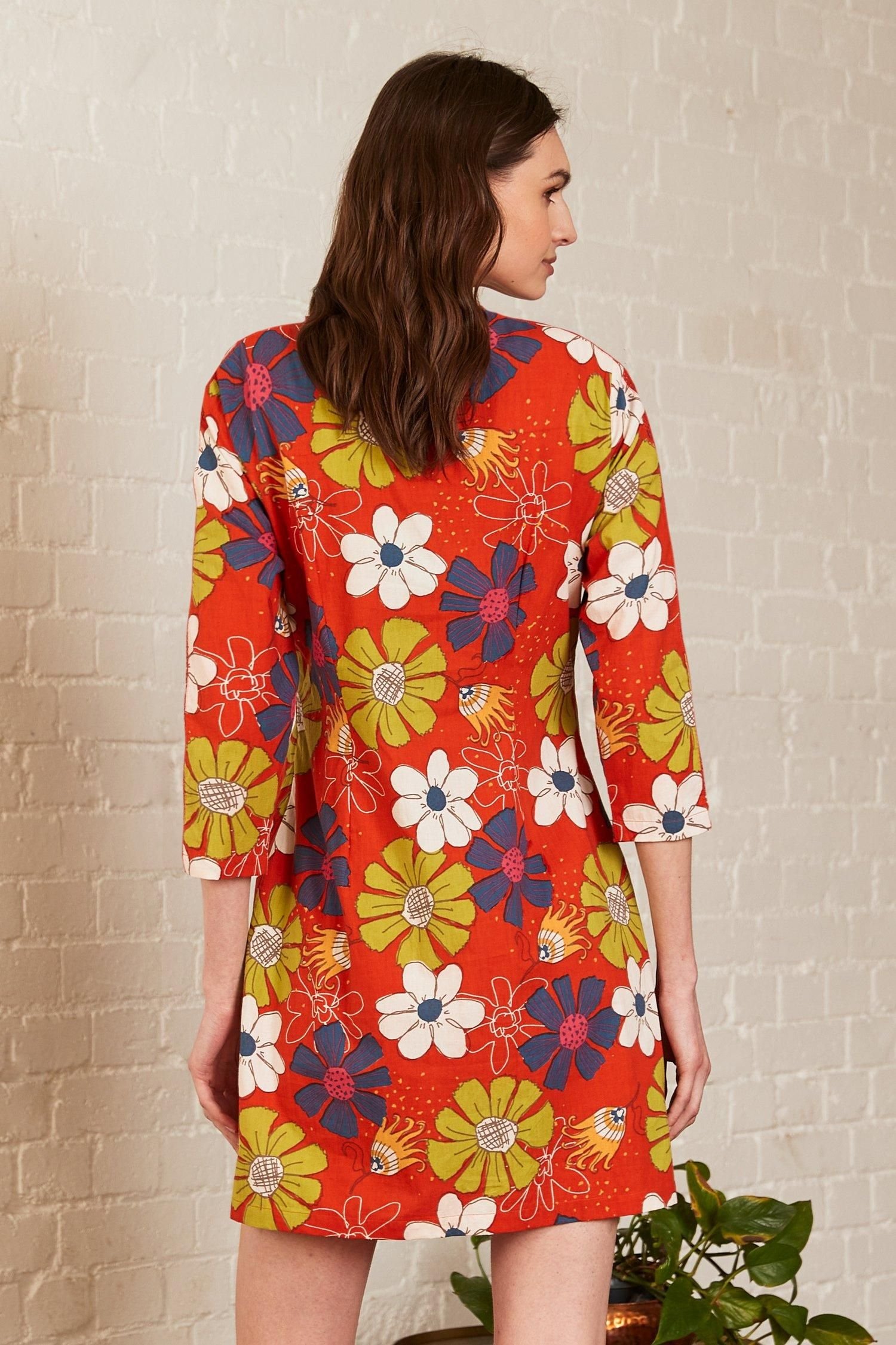 Nomads Clothing Nomads Clothing Women's Cotton Poplin Tunic Dress in Red - 3