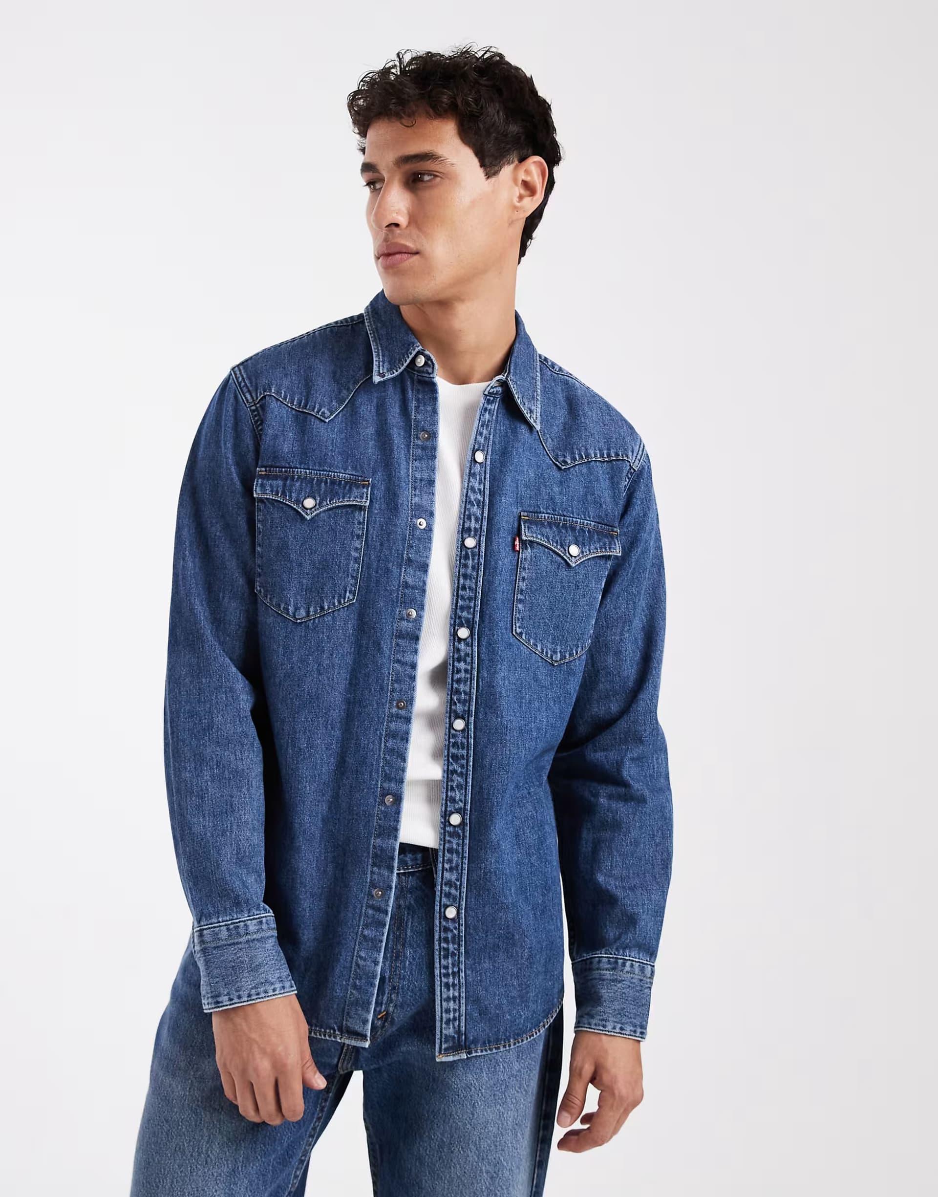 ASOS Levi's Barstow western denim shirt in mid blue