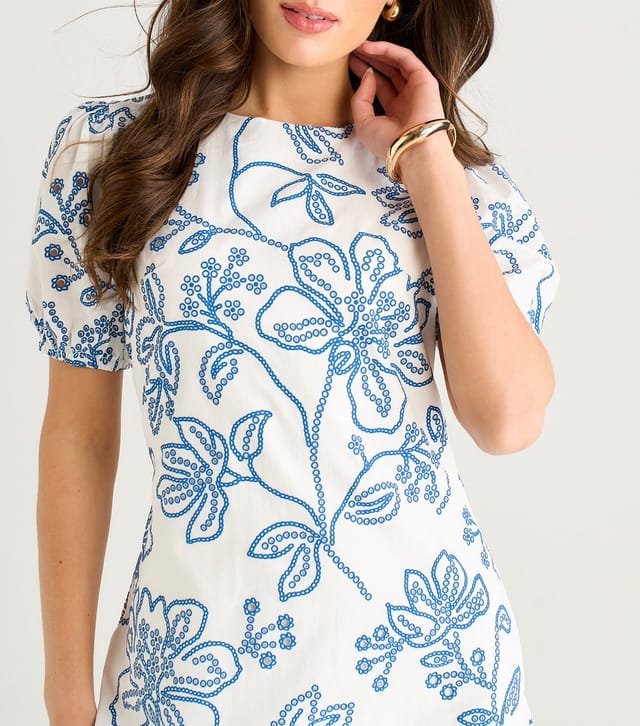 Gini London Women's White Floral Puff Sleeve Mini Dress Gini London New Look - 2