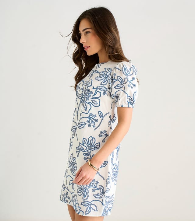 Gini London Women's White Floral Puff Sleeve Mini Dress Gini London New Look - 3