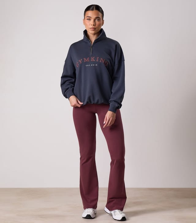 Gym King Women's Blue Compose Logo Appliqued Quarter Zip Sweatshirt Gym King New Look - 2