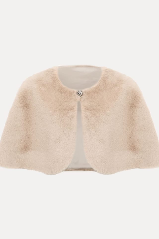 Phase Eight Phase Eight Women's Faux Fur Plush Evening Capelet in Light Beige - 2
