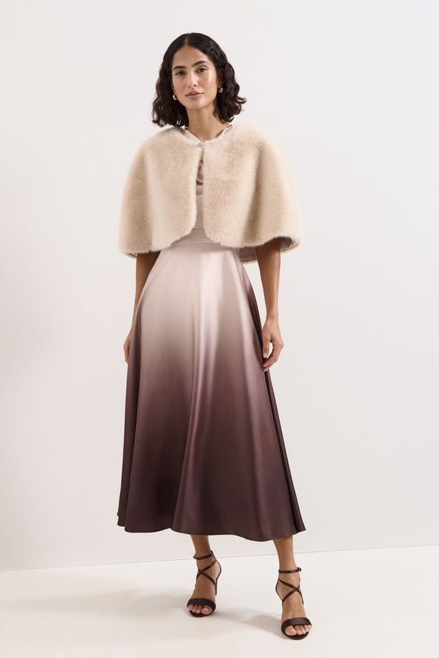 Phase Eight Phase Eight Women's Faux Fur Plush Evening Capelet in Light Beige - 3