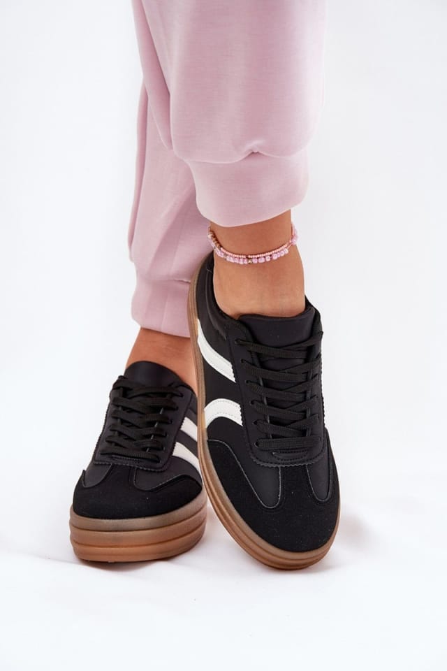 Love Lace Love Lace Women's Platform Sneakers with Rounded Toe & Cushioned Insole in Black - 3