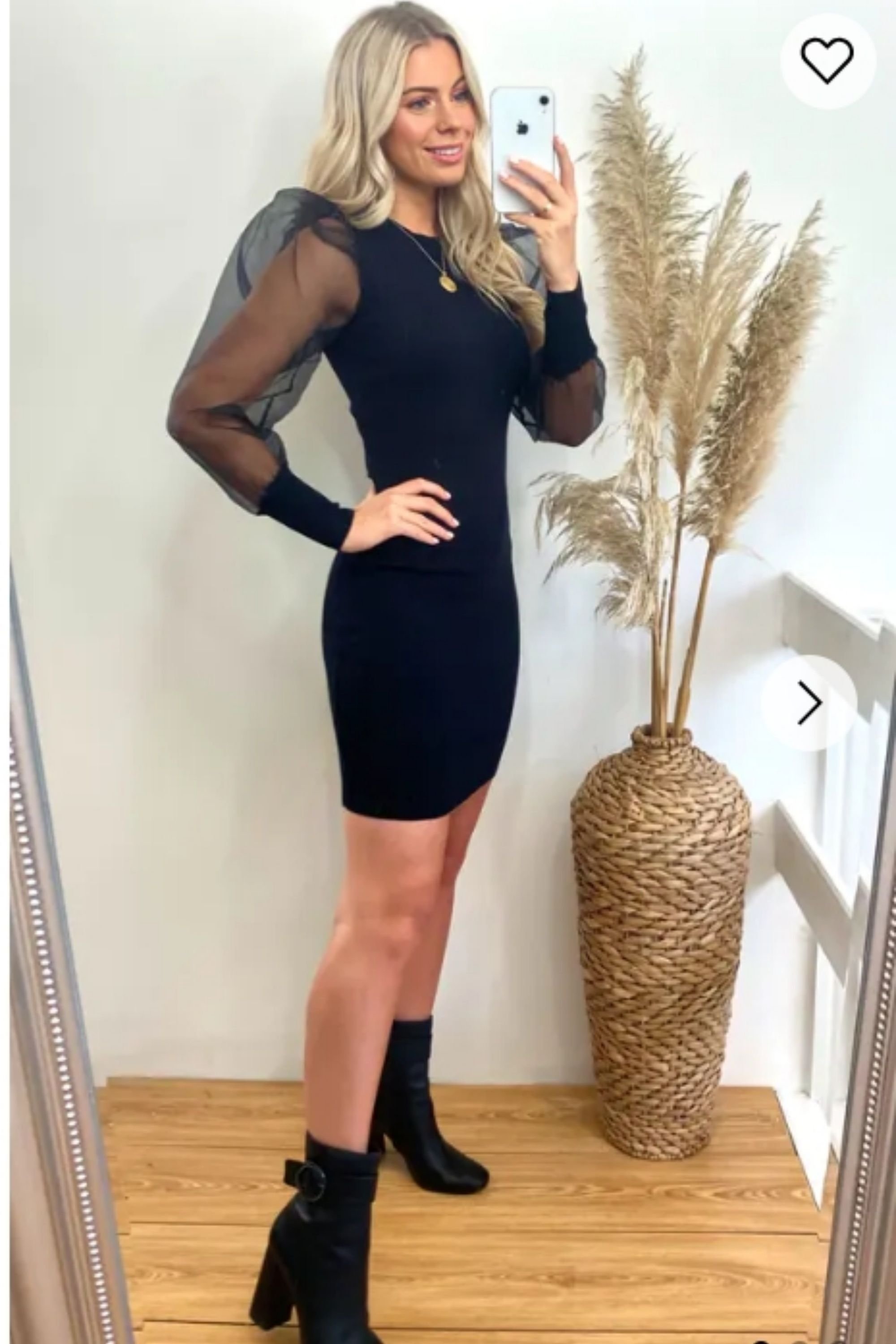 CY CY Women's Black Bodycon Mini Dress with Organza Sleeves - 3