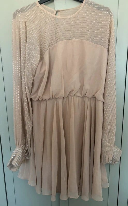 ASOS Design Beige Sequin Long Sleeve Dress