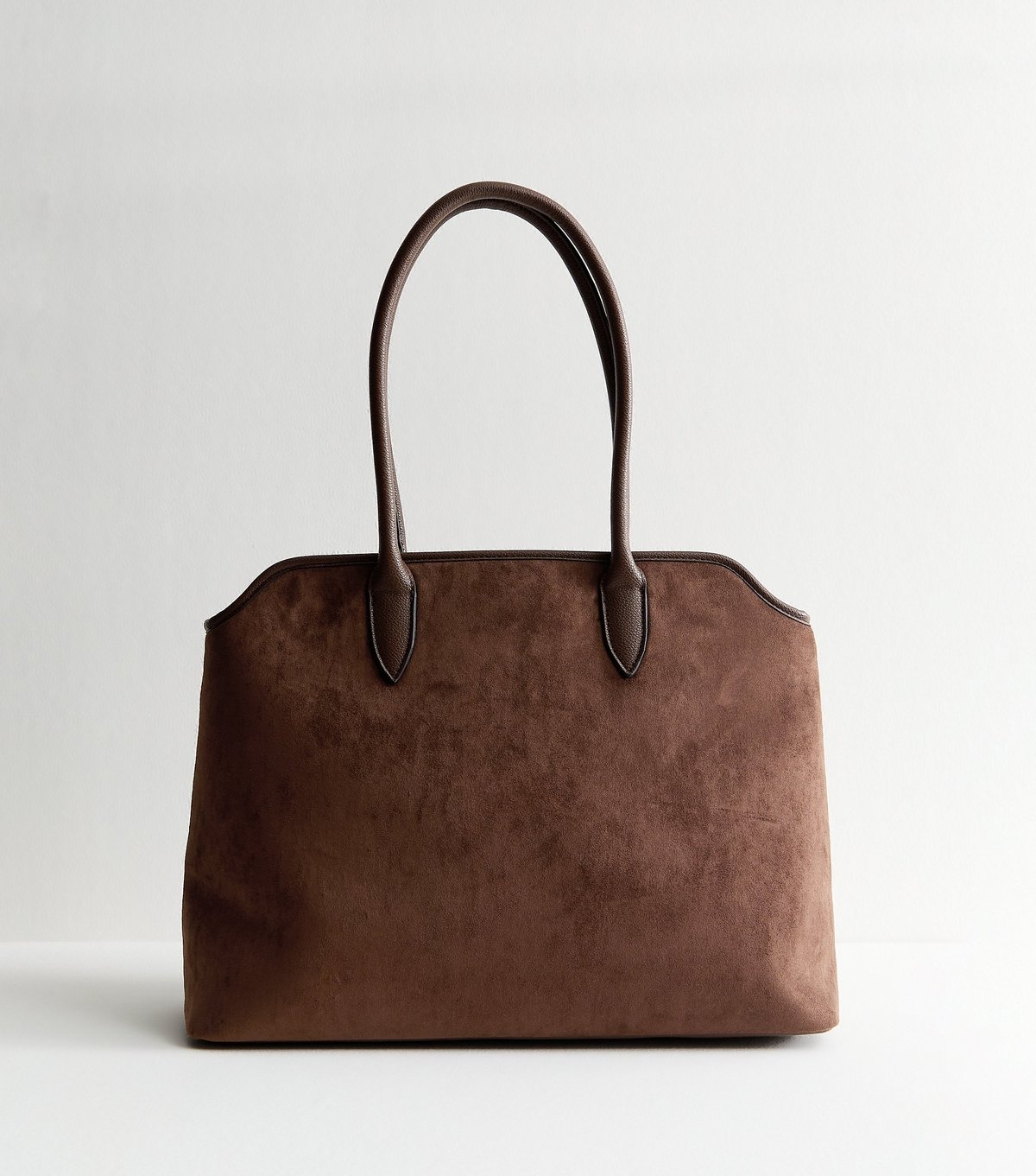 New Look Dark Brown Faux Suede Belted Tote Bag Vegan New Look - 4