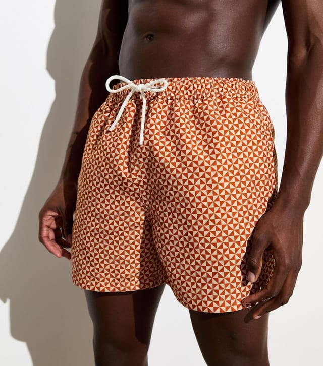 New Look Men's Rust Triangle Print Drawstring Swim Shorts New Look - 2