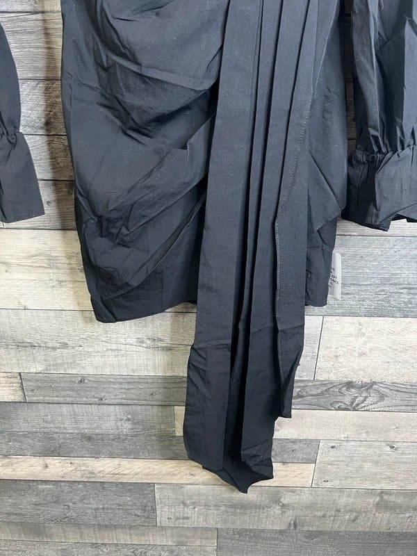 ASOS ASOS Luxe Mini Dress Size UK 8 Black Ruffle Long Sleeves Drape Party Night Out