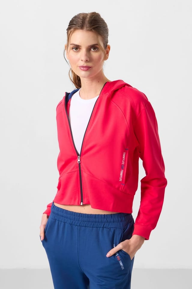 Tommy Life Tommy Life Women's Oversized Hooded Zip Sweatshirt & Pants Set in Bright Pink - 3