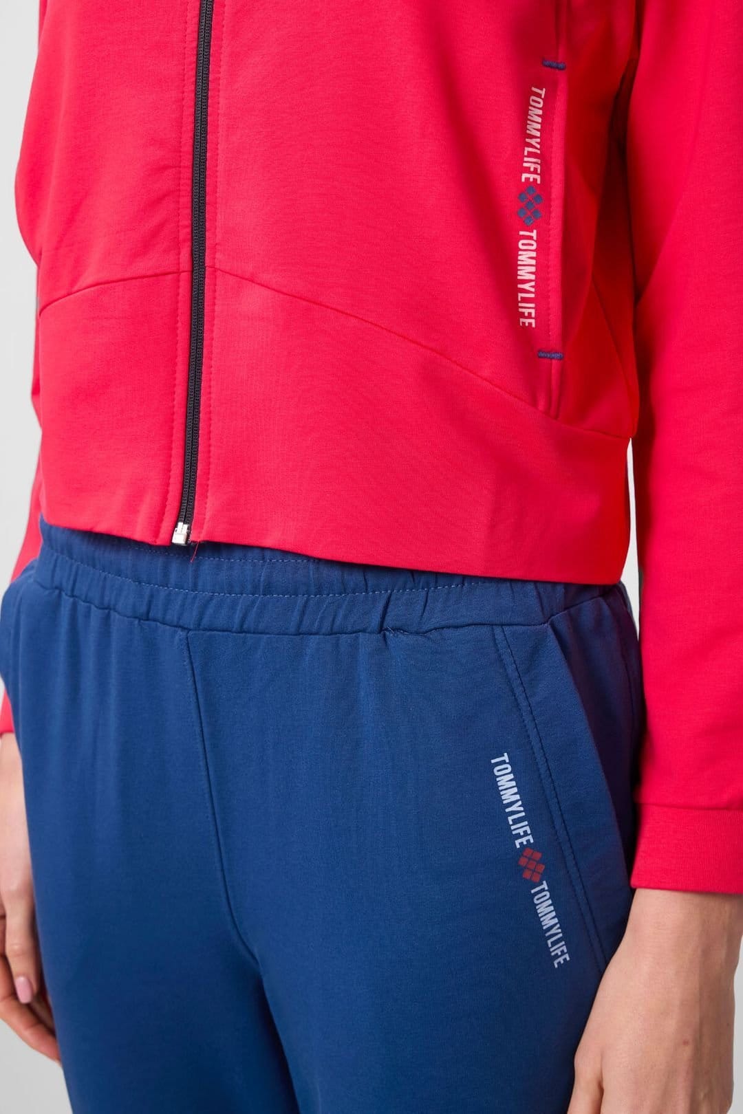 Tommy Life Tommy Life Women's Oversized Hooded Zip Sweatshirt & Pants Set in Bright Pink - 4