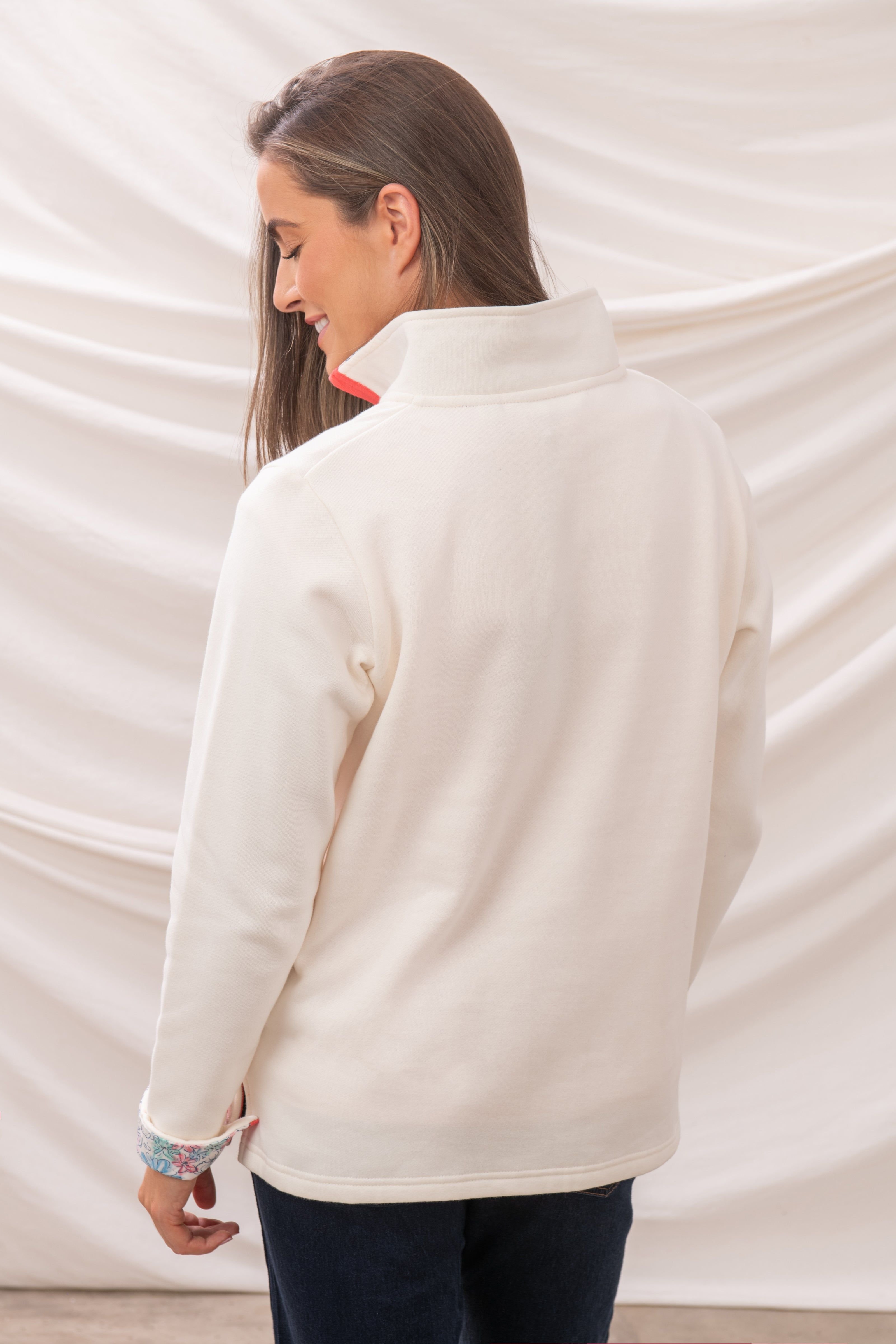 Lighthouse Clothing Lighthouse Clothing Women's Shore Sweatshirt Cotton Funnel Neck Jersey in Medium Beige - 4