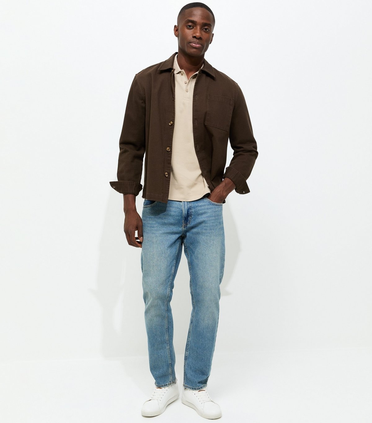 New Look Men's Tan Regular Pique Tipped Collar Polo Shirt New Look - 3